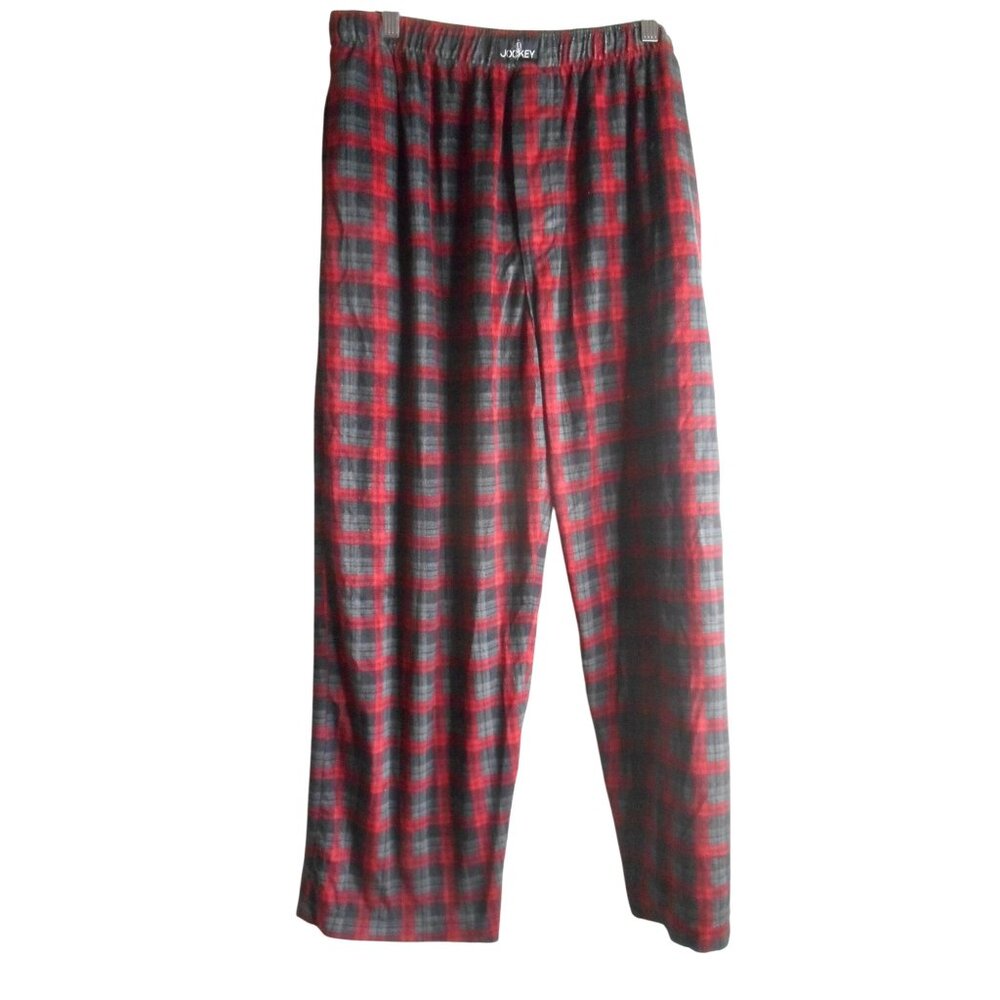 Jockey Red Grey Plaid Sz L Lounge Bed Pants elastic drawstring waist
